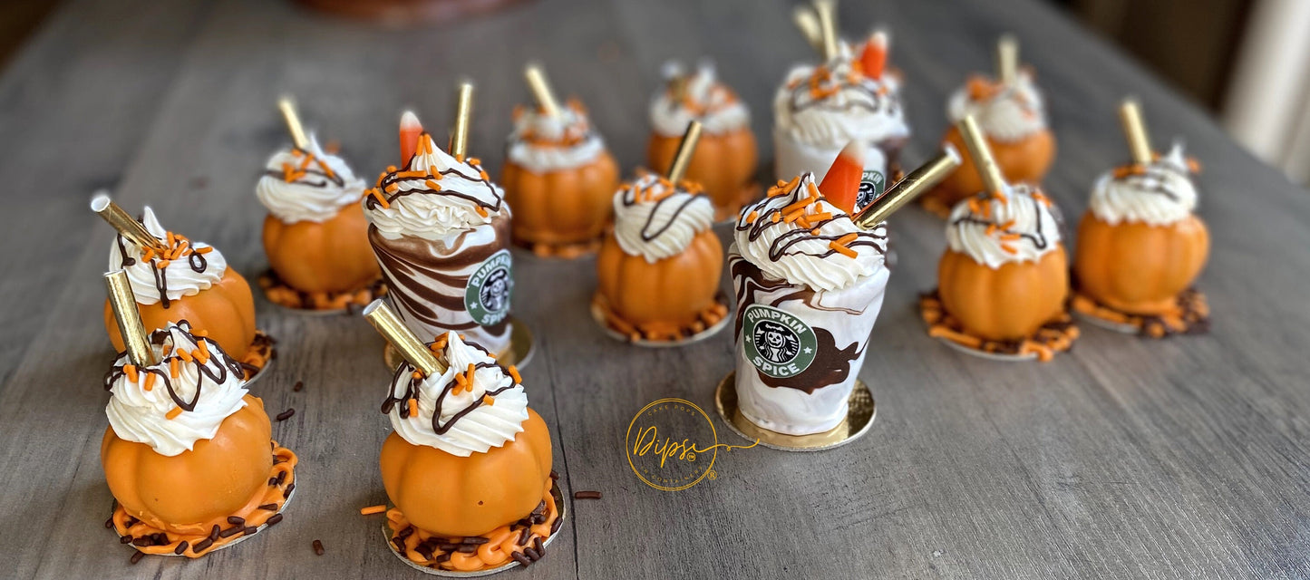 Pumpkin Cake Pops, Pumpkin Spice latte drinks cake pops Halloween themed
