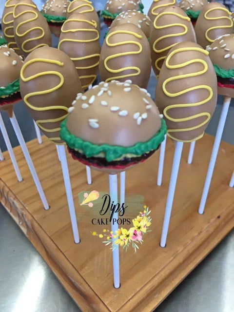Hamburger cake pops, Corn Dog Cake Pops