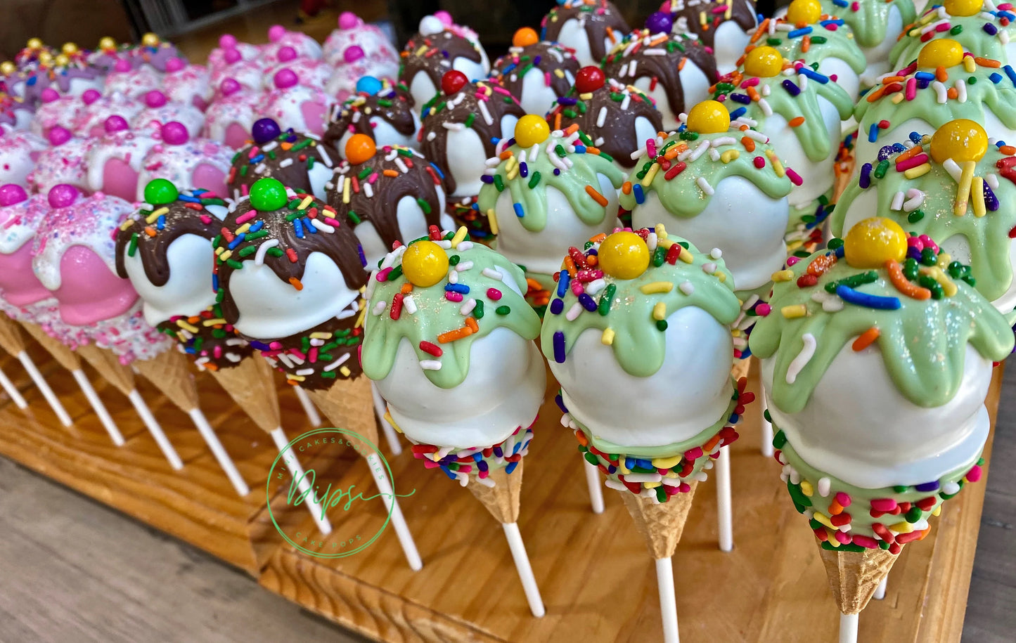 Ice Cream cone Cake Pops (Multiple color bundle) 3 dozen