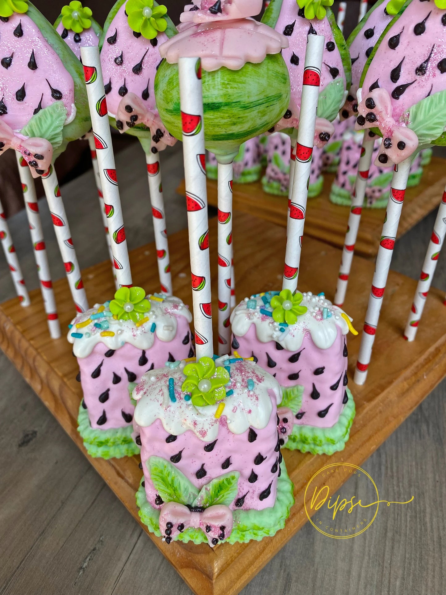 Watermelon Cake Pop and Rice Krispy Bundle, Watermelon Slices cake Pops
