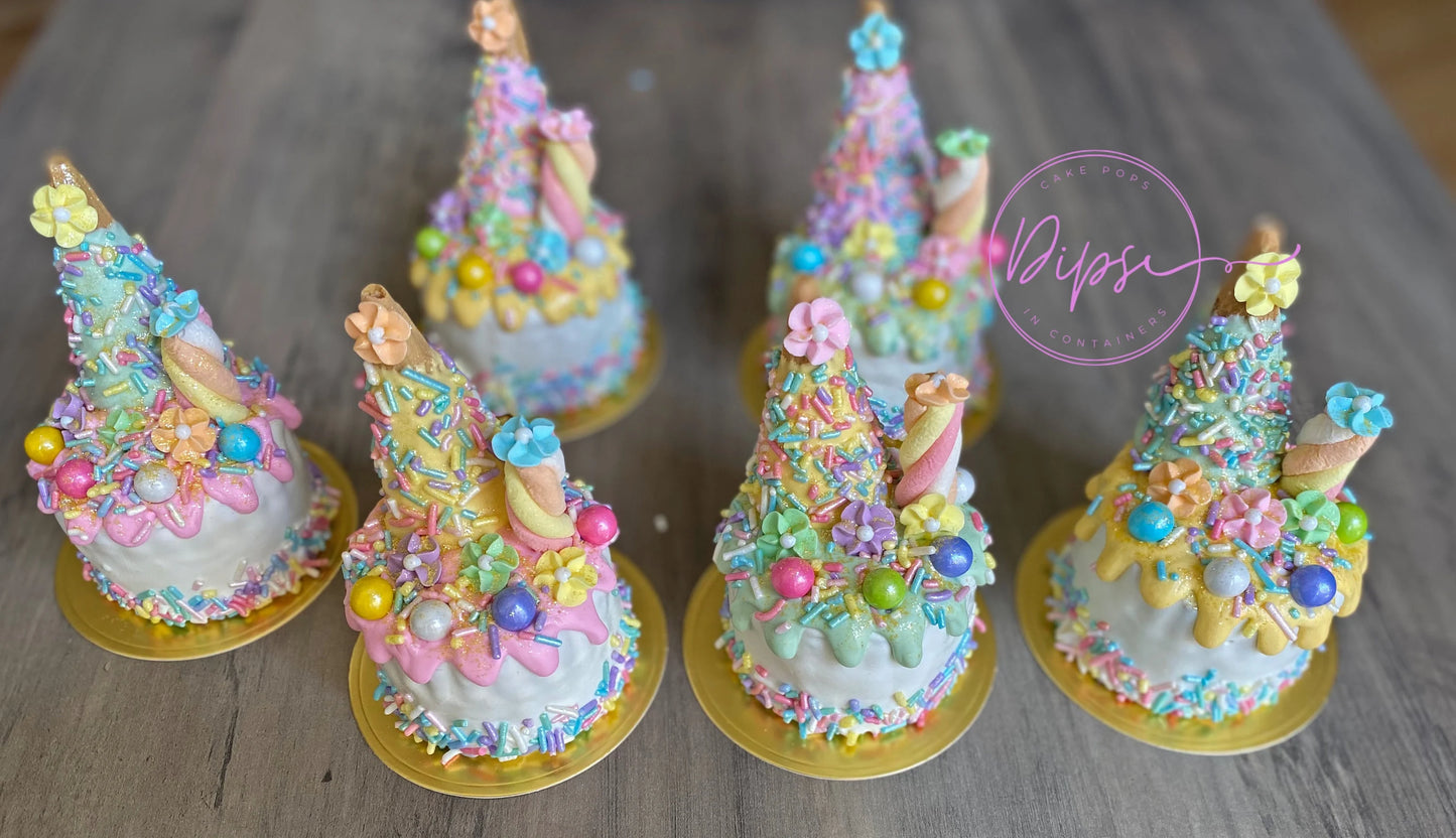 Mini cakes and Cake pop ice cream cone party package, cake pops with candles