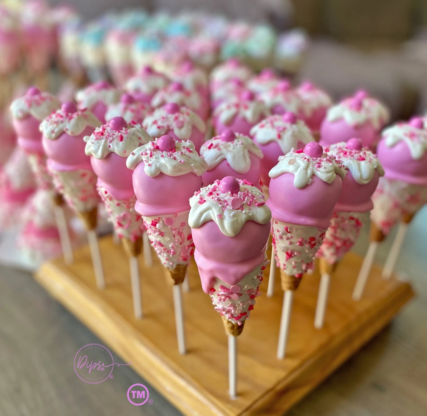 Pink Princess Ice Cream Cone Cake Pops