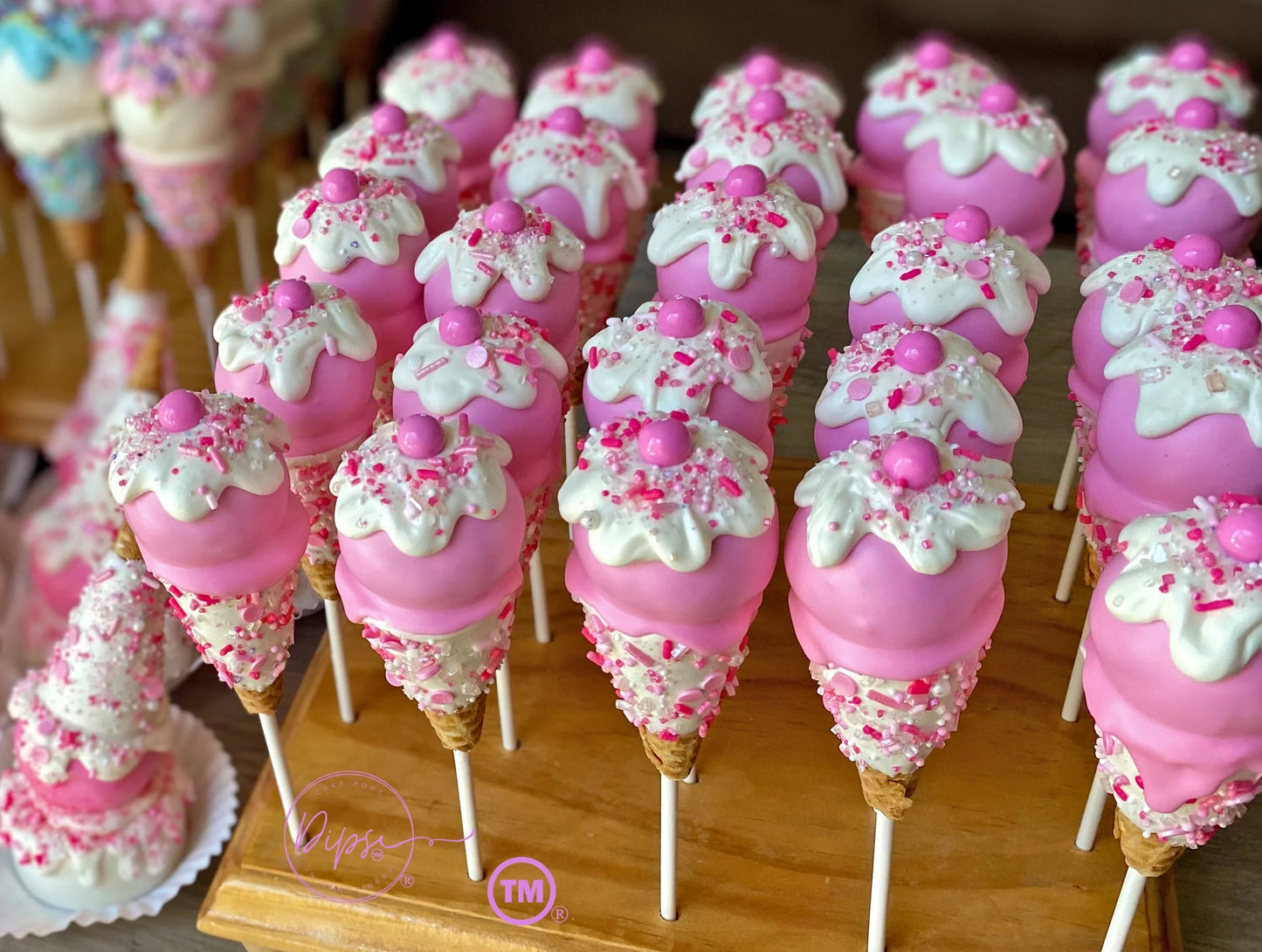 Pink Princess Ice Cream Cone Cake Pops