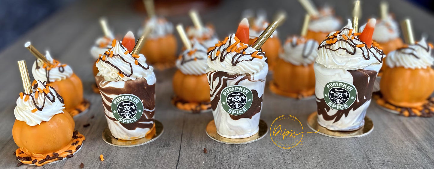 Pumpkin Cake Pops, Pumpkin Spice latte drinks cake pops Halloween themed