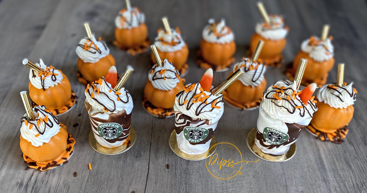 Pumpkin Cake Pops, Pumpkin Spice latte drinks cake pops Halloween themed