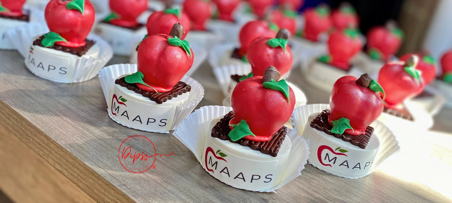 Teacher Appreciation Apple Cake Pops, Personalized Logo corporate events treats, customized treats, School Events