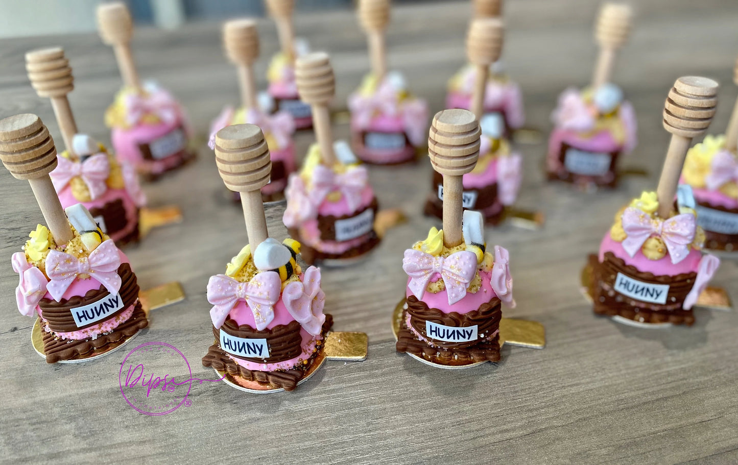 Pink Hunny Pot cake pops, Pooh Inspired honey pots, Winnie the Pooh hunny pots