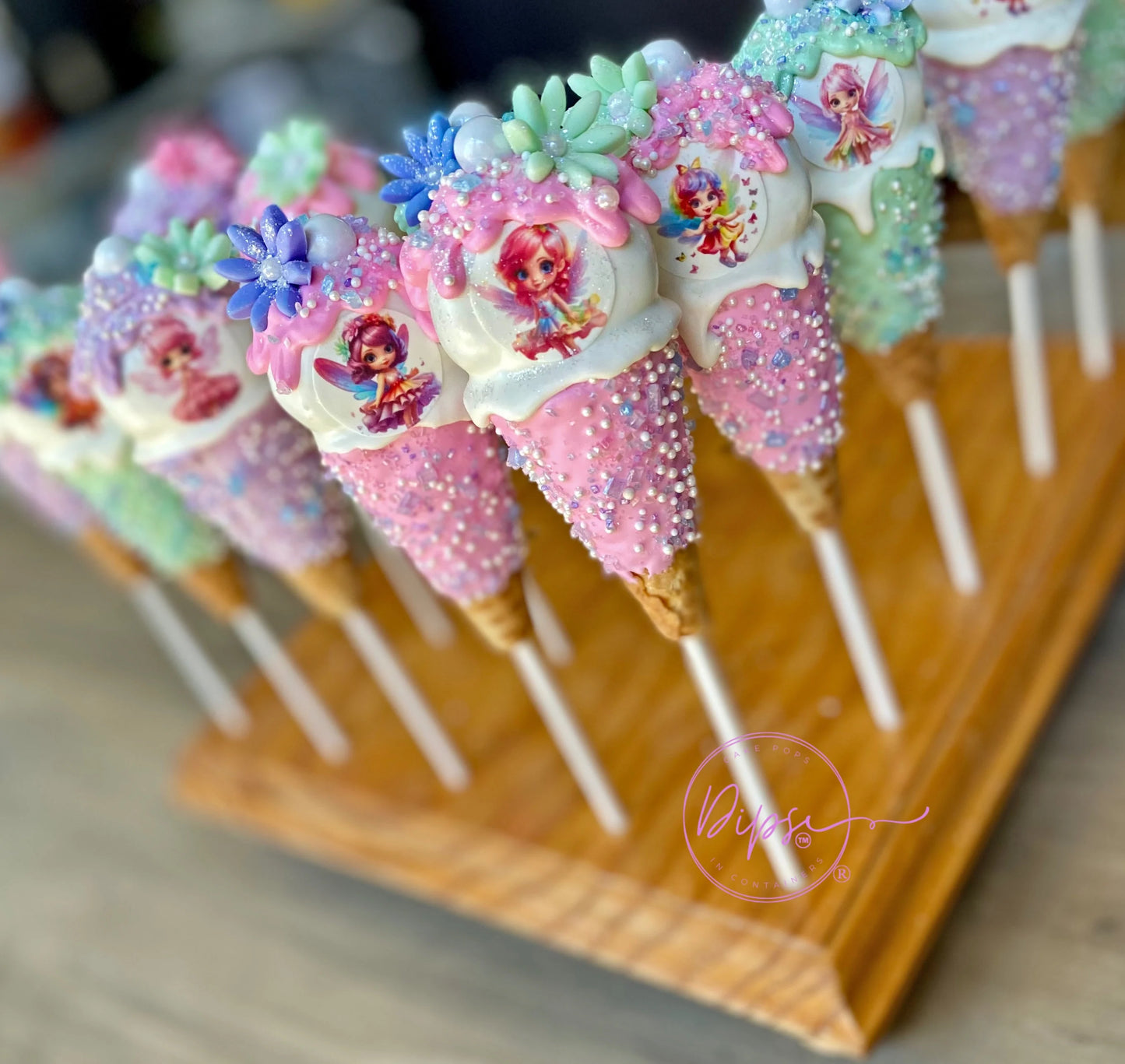 Fairy themed Ice Cream Cone Cake Pops