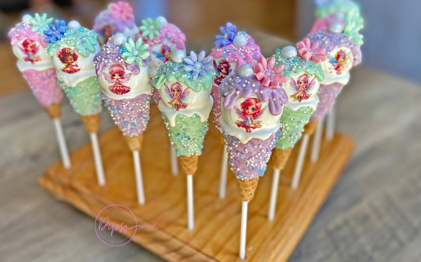 Fairy themed Ice Cream Cone Cake Pops