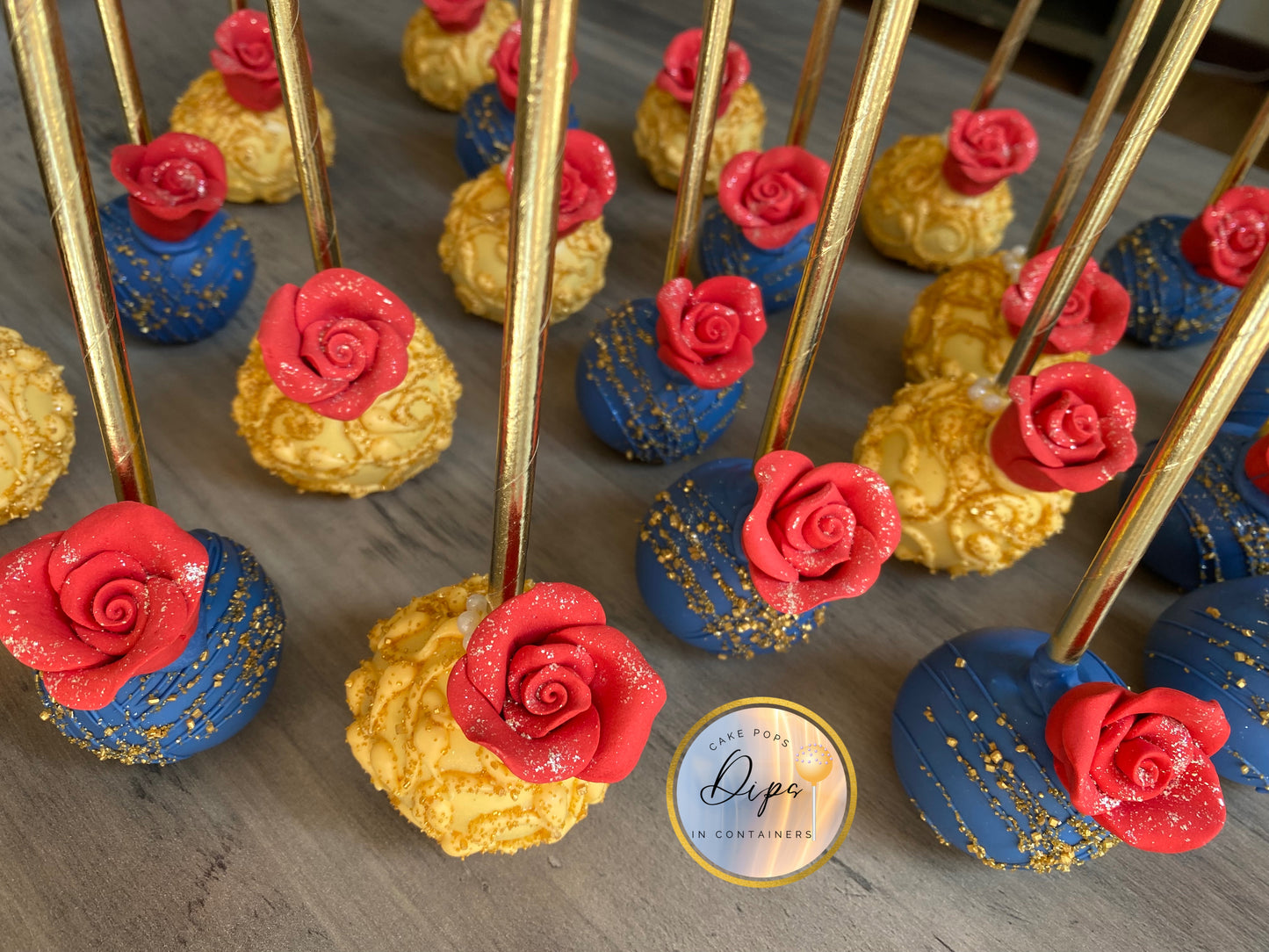 12 Beauty and the Beast themed cake pops