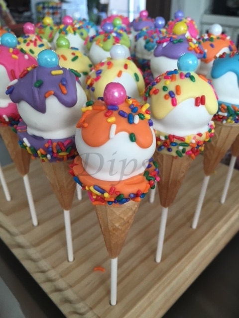 Pastel Cake Pops, Ice Cream Cone Cake Pops, Colorful Cake Pops