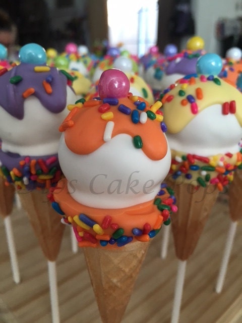Pastel Cake Pops, Ice Cream Cone Cake Pops, Colorful Cake Pops