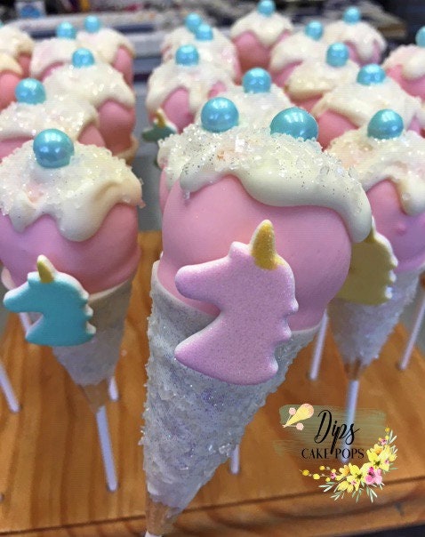 Unicorn Ice cream cone cake pops, Ice cream party, birthday cake pops, Unicorn party