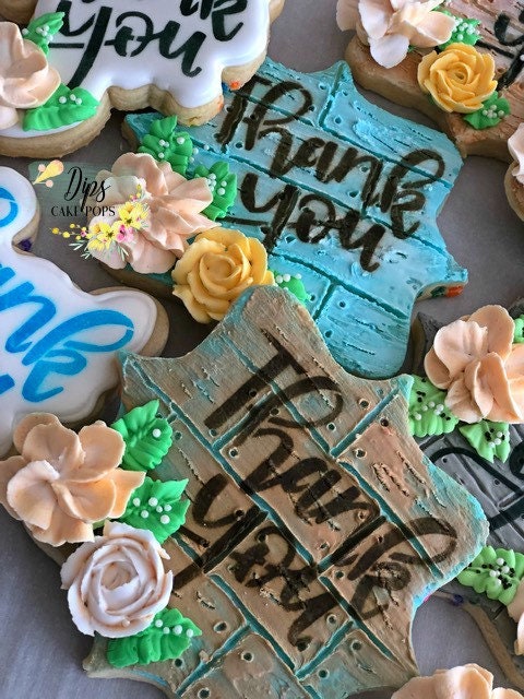16 Thank you cookies, Sugar cookies, decorated cookies