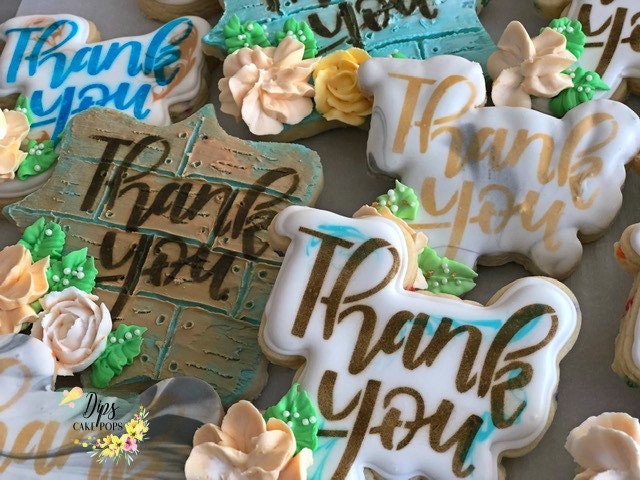 16 Thank you cookies, Sugar cookies, decorated cookies