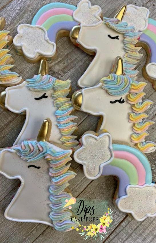 16 Unicorn and Rainbow sugar cookies