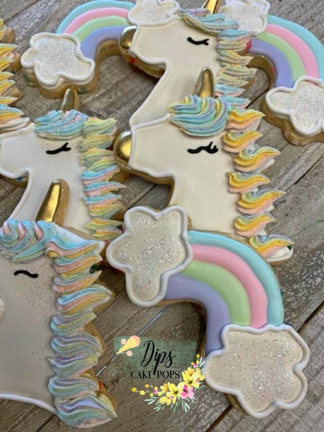 16 Unicorn and Rainbow sugar cookies