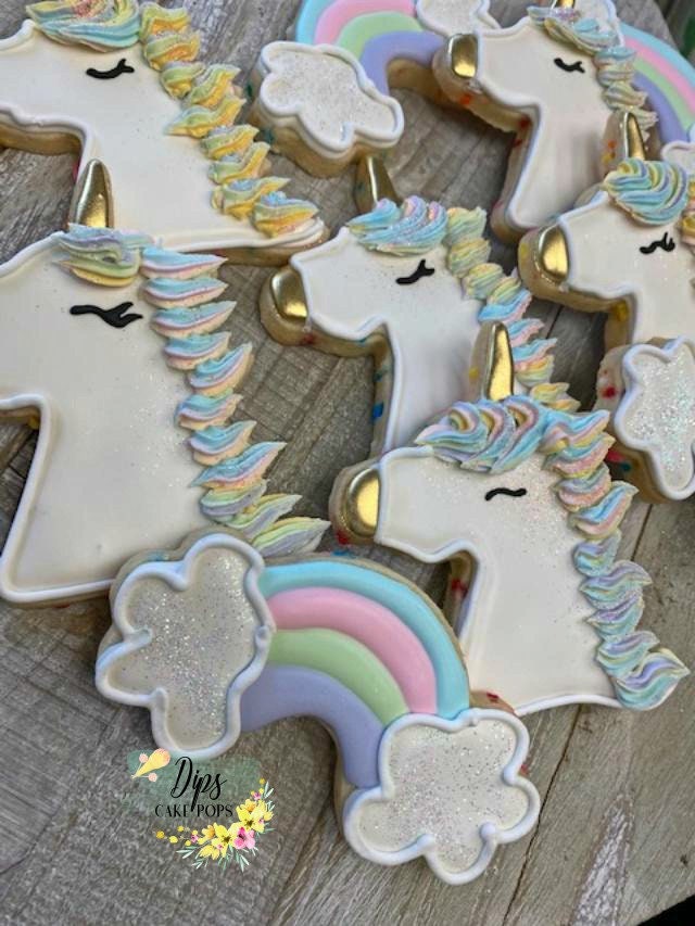 16 Unicorn and Rainbow sugar cookies