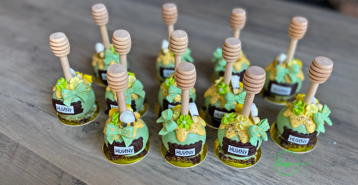 Hunny Pot cake pops, Baby shower pooh inspired