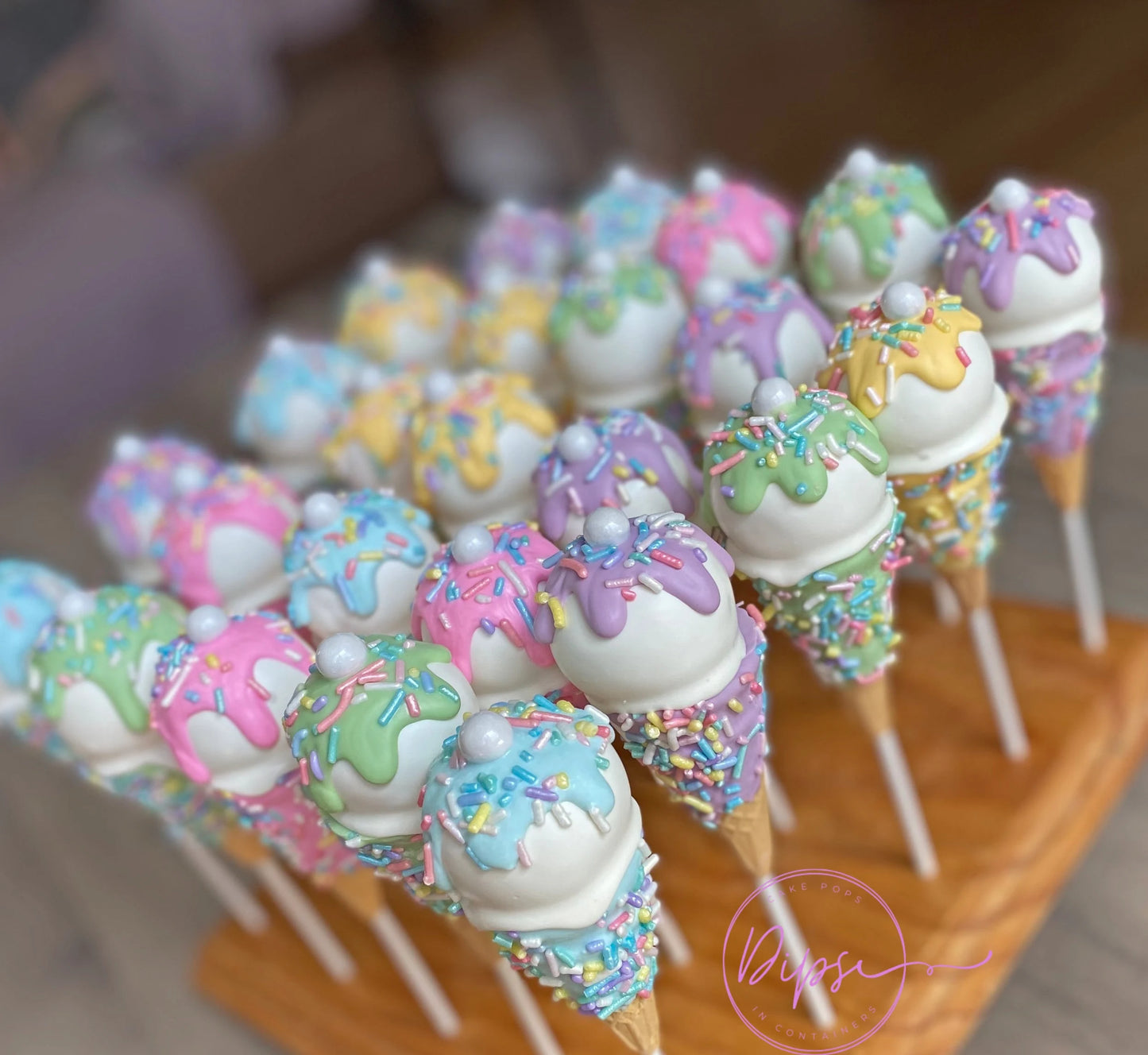 Pastel Ice Cream Cone Cake Pops