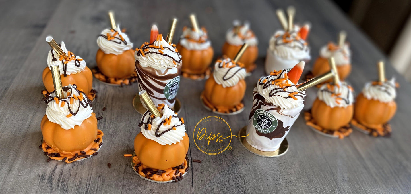 Pumpkin Cake Pops, Pumpkin Spice latte drinks cake pops Halloween themed