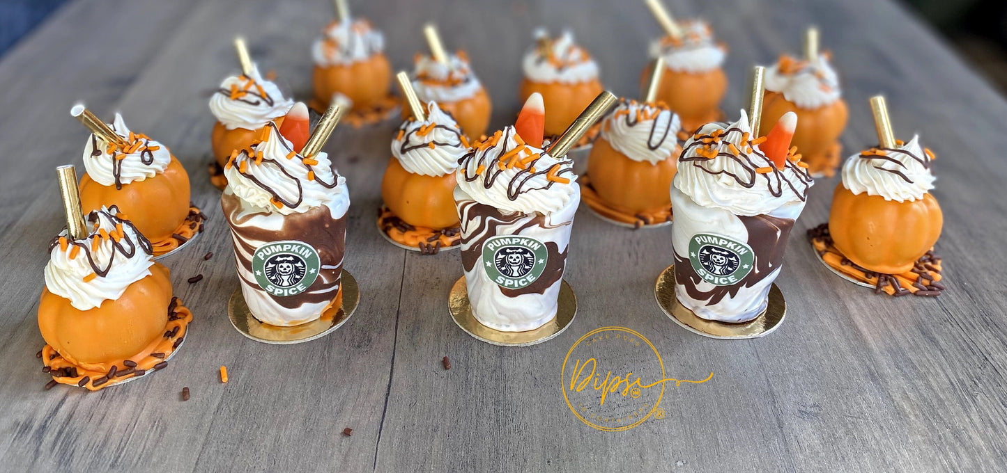 Pumpkin Cake Pops, Pumpkin Spice latte drinks cake pops Halloween themed