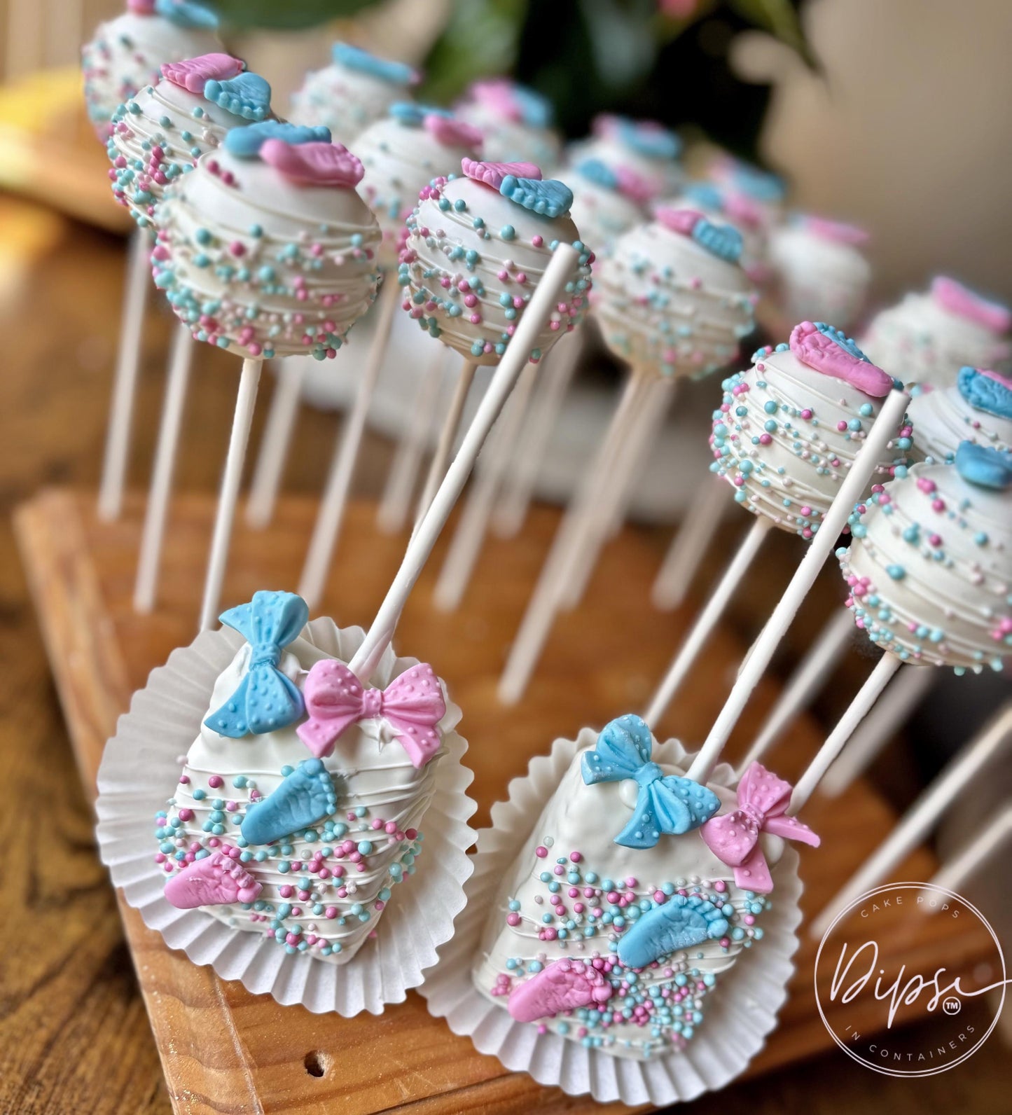 Gender Reveal Cake Pops and Rice Krispy Package, Baby Shower Cake Pops