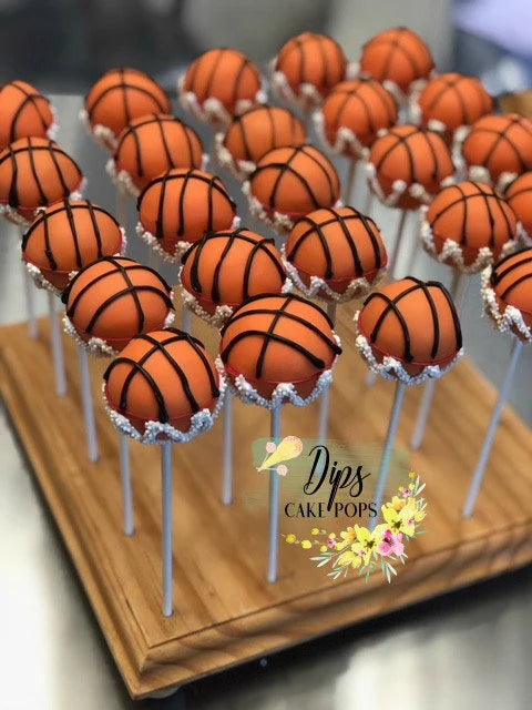 Basketball Cake Pops, custom cake pops, sports cake pops