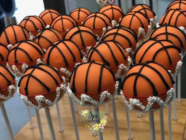 Basketball Cake Pops, custom cake pops, sports cake pops