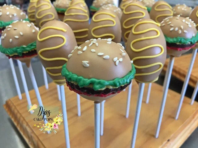 Hamburger cake pops, Corn Dog Cake Pops