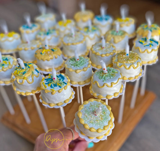 Birthday Cake Pops with Candles, cake pops, custom cake pops, mini cakes