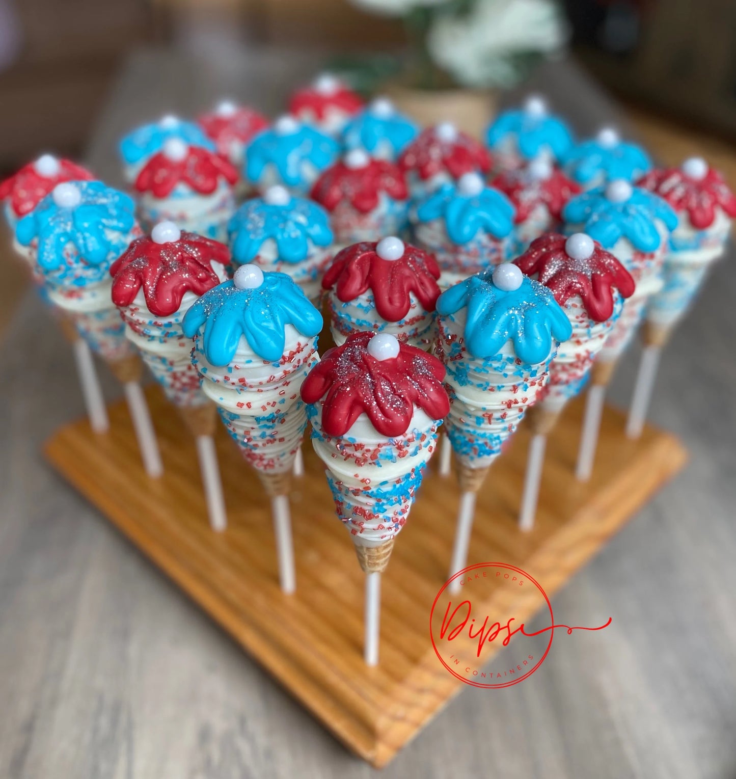 Red, White and Blue themed Cake pops