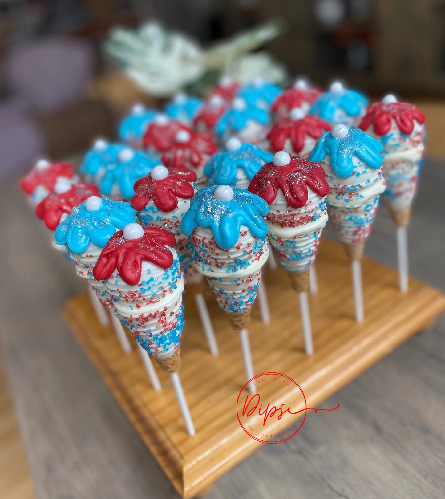 Red, White and Blue themed Cake pops