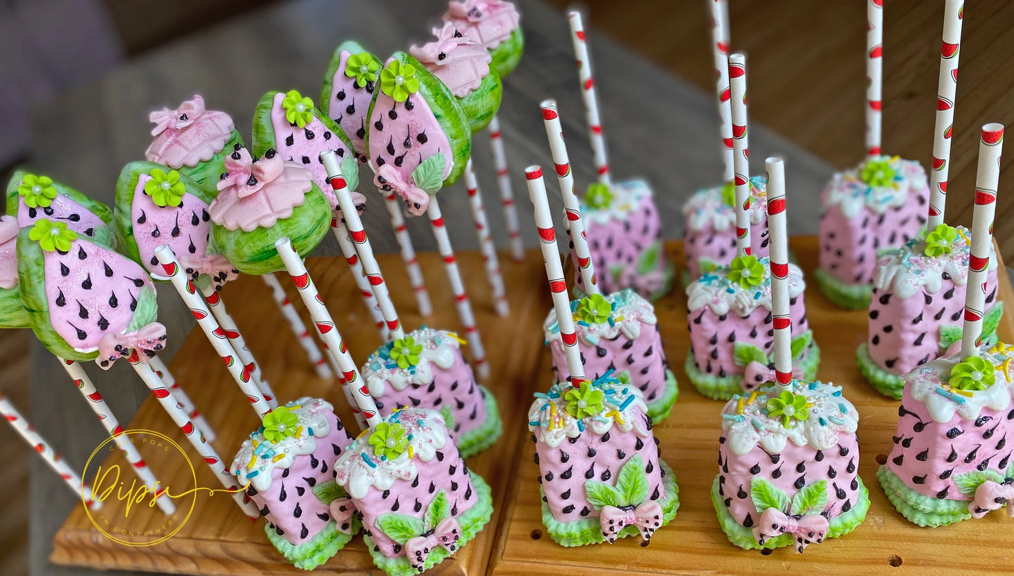 Watermelon Cake Pop and Rice Krispy Bundle, Watermelon Slices cake Pops