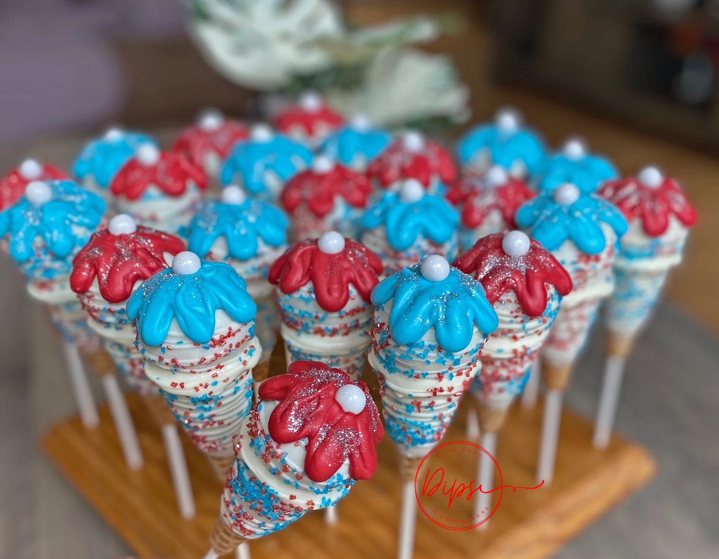 Red, White and Blue themed Cake pops