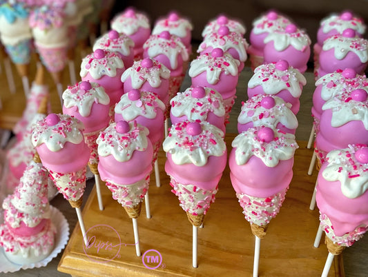 Pink Princess Ice Cream Cone Cake Pops