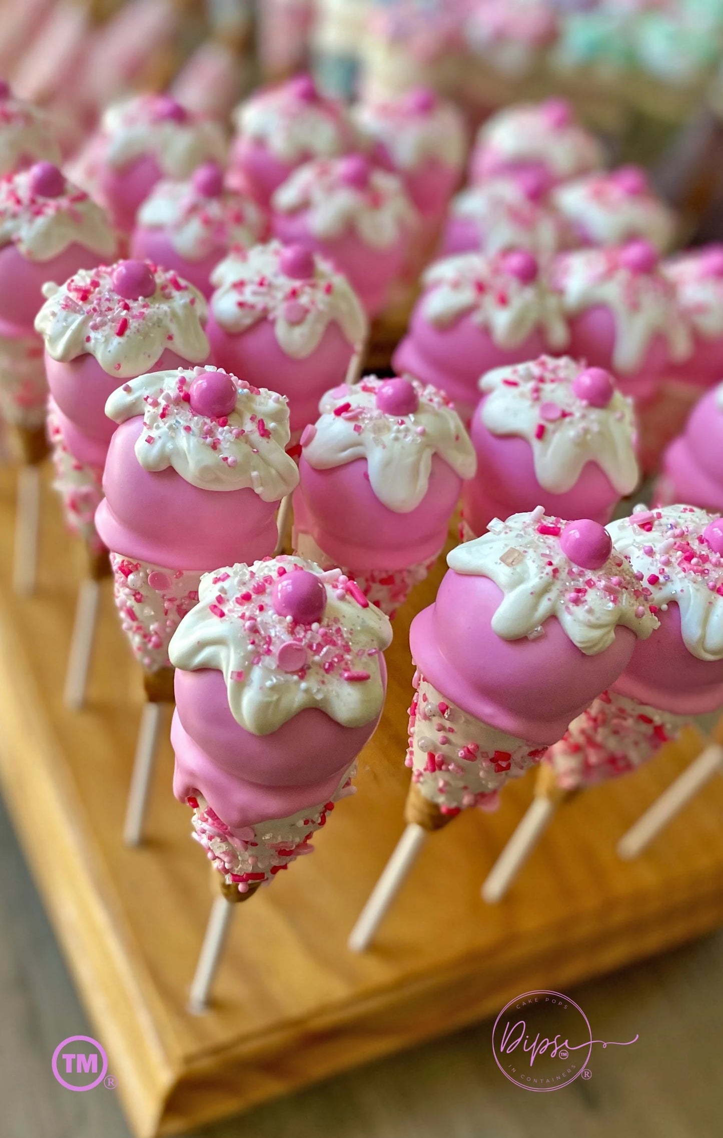 Pink Princess Ice Cream Cone Cake Pops