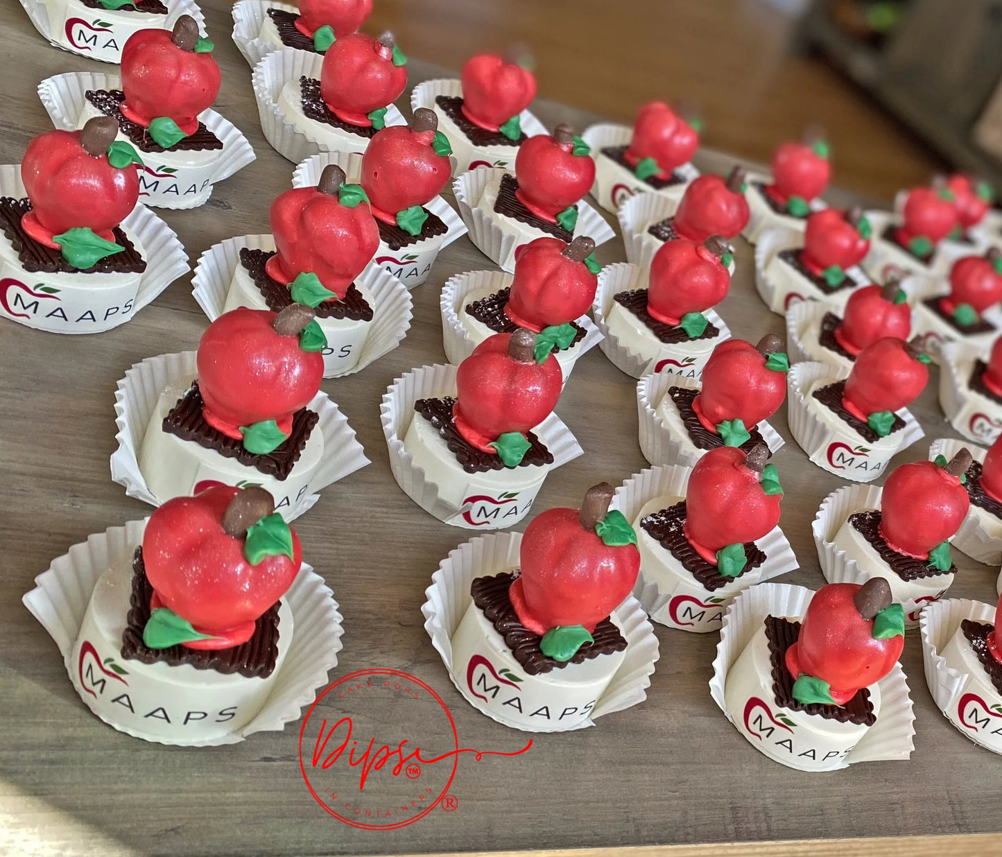 Teacher Appreciation Apple Cake Pops, Personalized Logo corporate events treats, customized treats, School Events