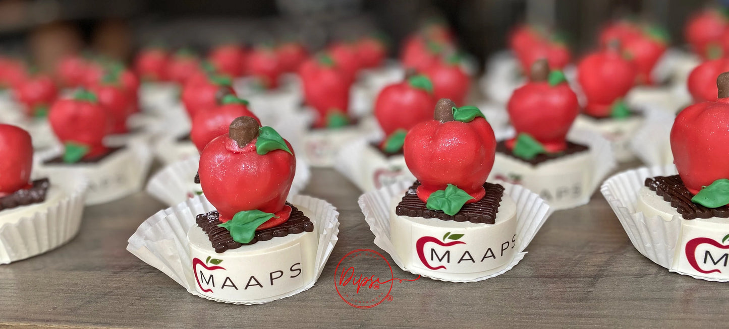Teacher Appreciation Apple Cake Pops, Personalized Logo corporate events treats, customized treats, School Events