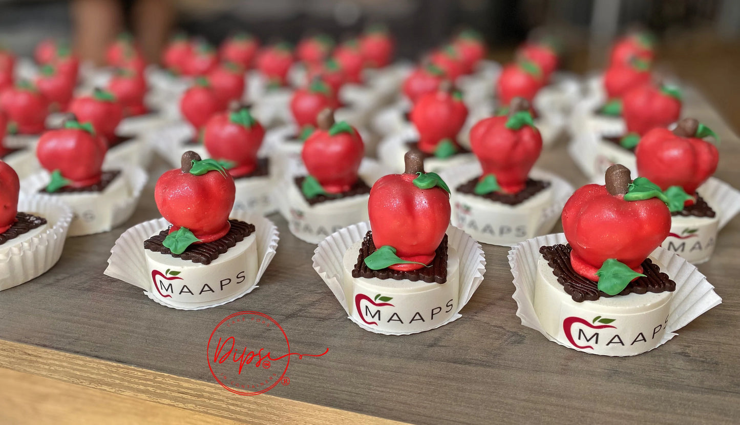 Teacher Appreciation Apple Cake Pops, Personalized Logo corporate events treats, customized treats, School Events