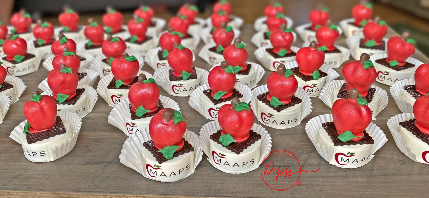 Teacher Appreciation Apple Cake Pops, Personalized Logo corporate events treats, customized treats, School Events