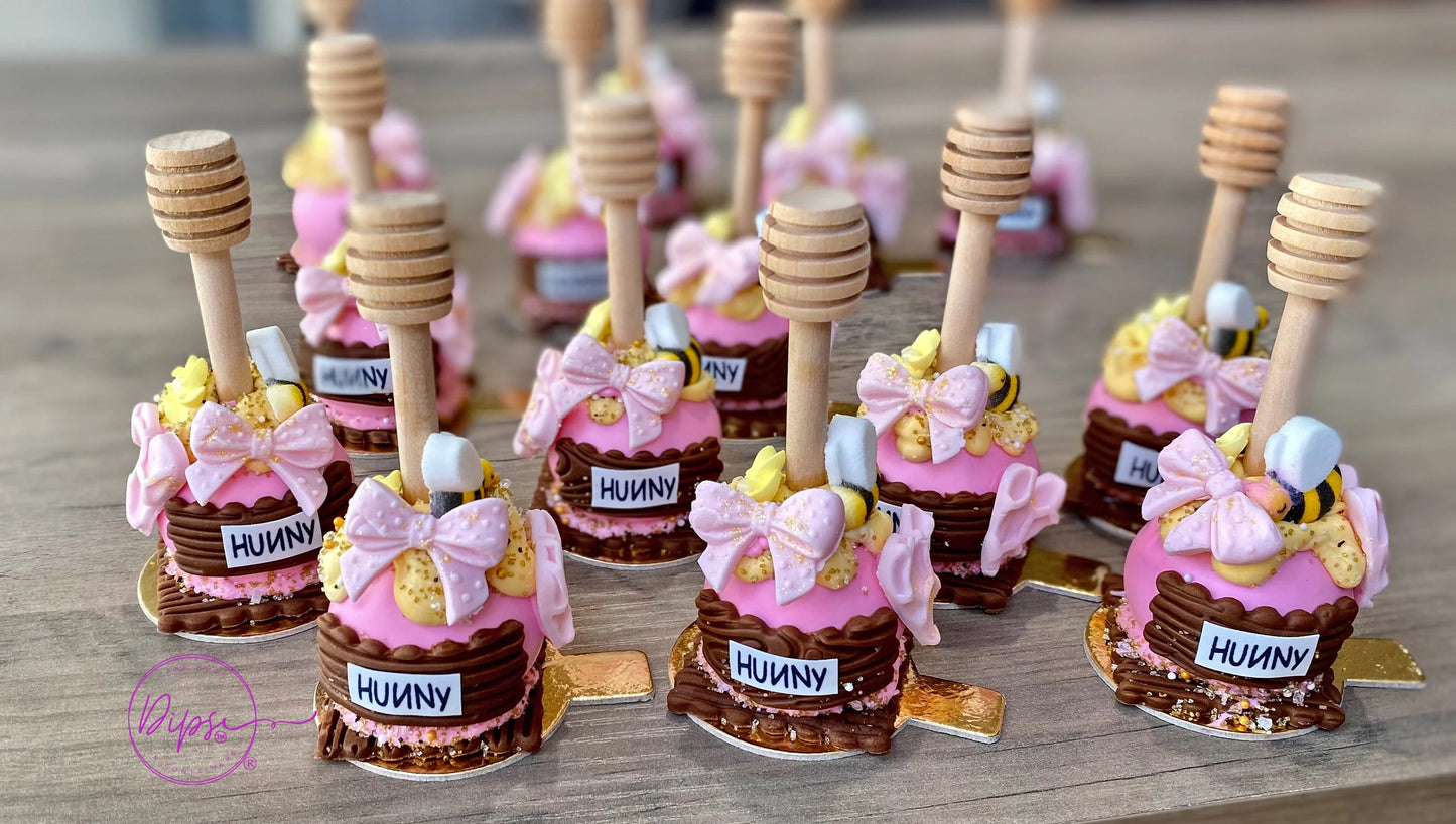 Pink Hunny Pot cake pops, Pooh Inspired honey pots, Winnie the Pooh hunny pots