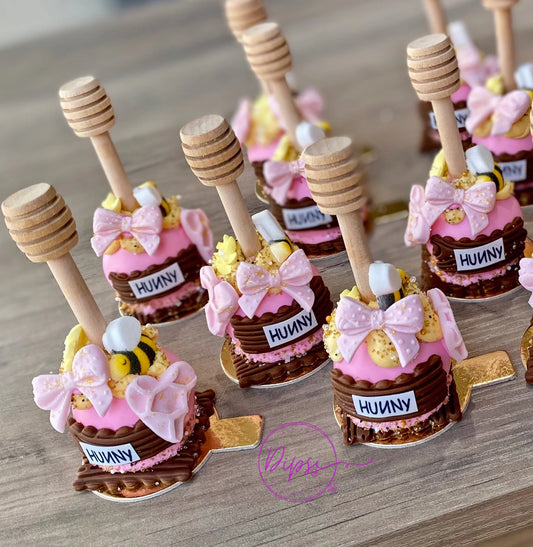 Pink Hunny Pot cake pops, Pooh Inspired honey pots, Winnie the Pooh hunny pots