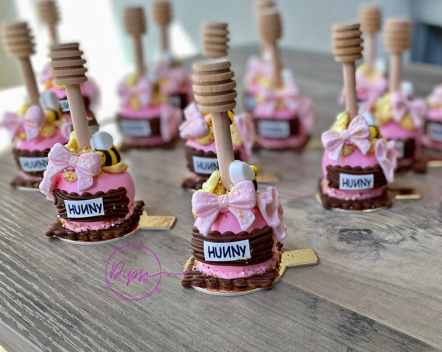 Pink Hunny Pot cake pops, Pooh Inspired honey pots, Winnie the Pooh hunny pots