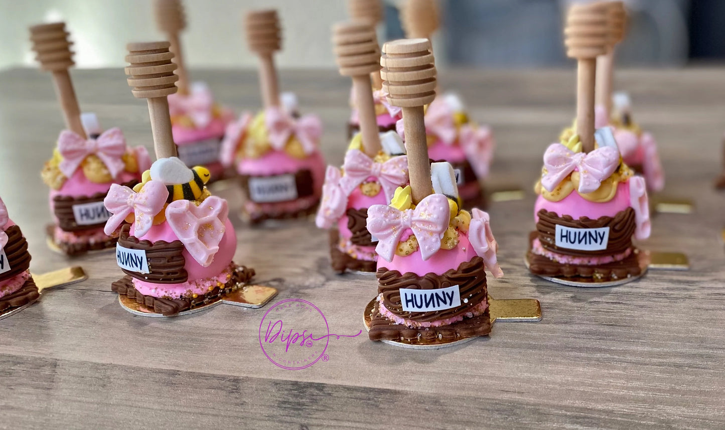 Pink Hunny Pot cake pops, Pooh Inspired honey pots, Winnie the Pooh hunny pots