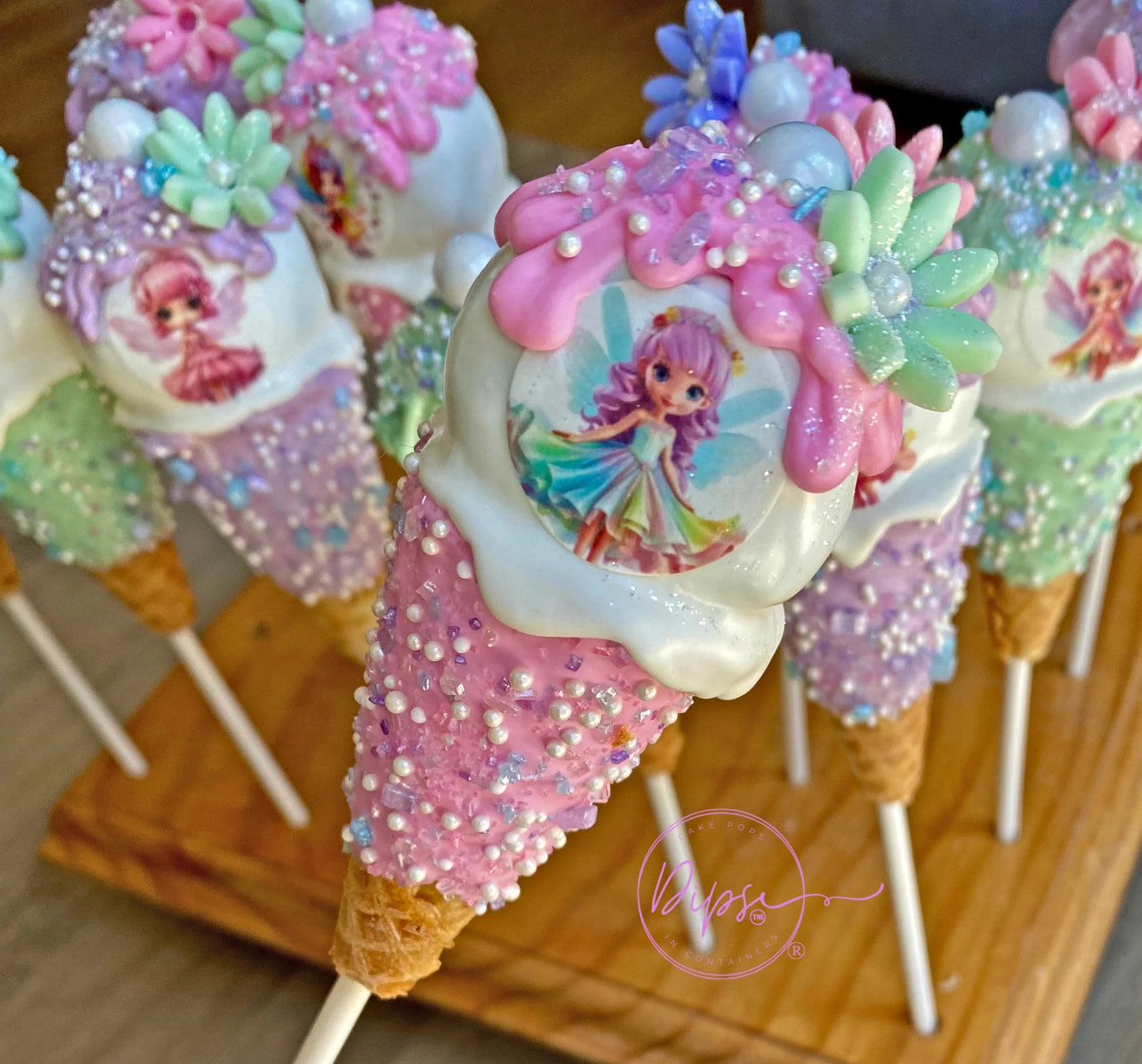 Fairy themed Ice Cream Cone Cake Pops