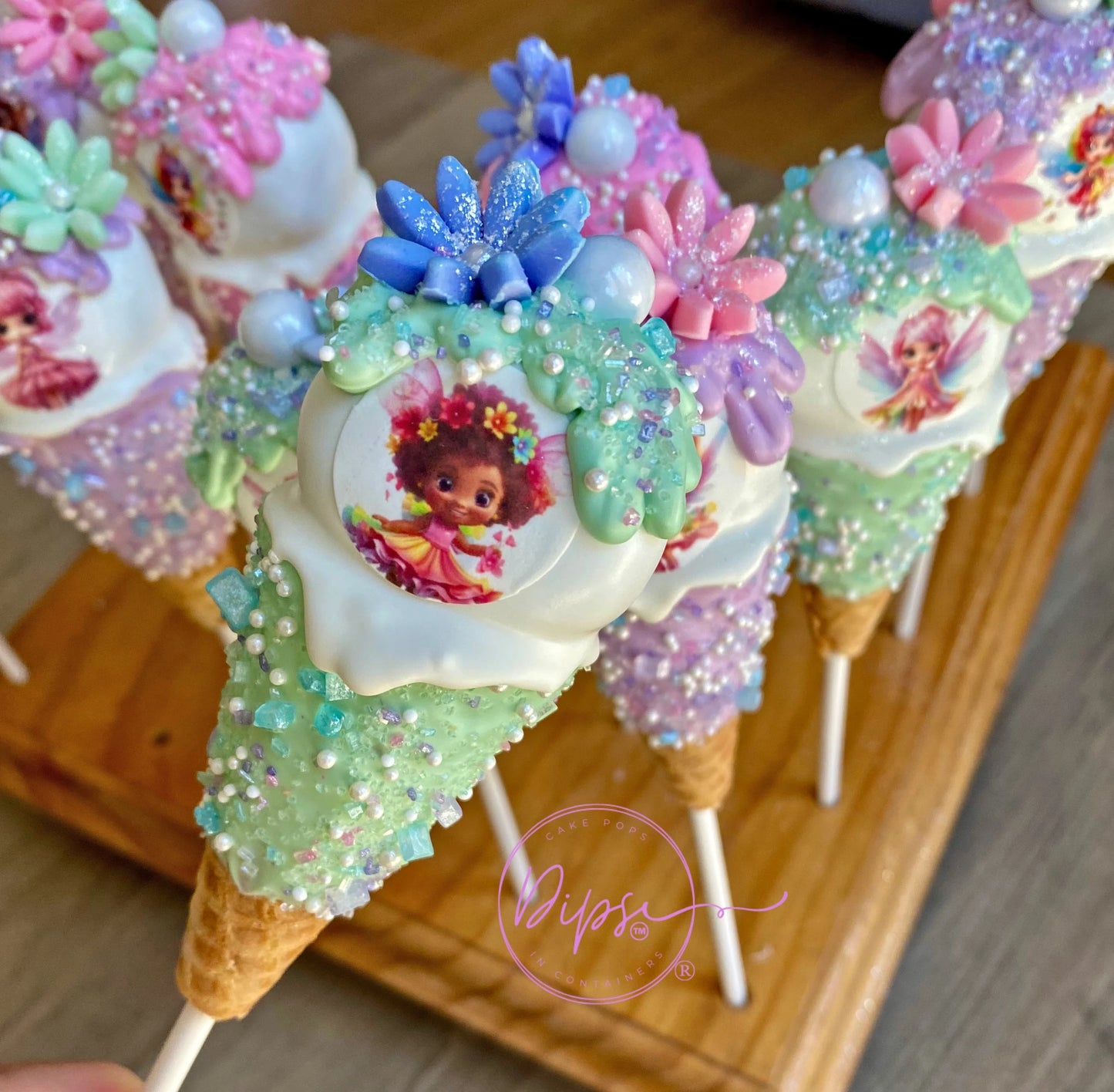 Fairy themed Ice Cream Cone Cake Pops