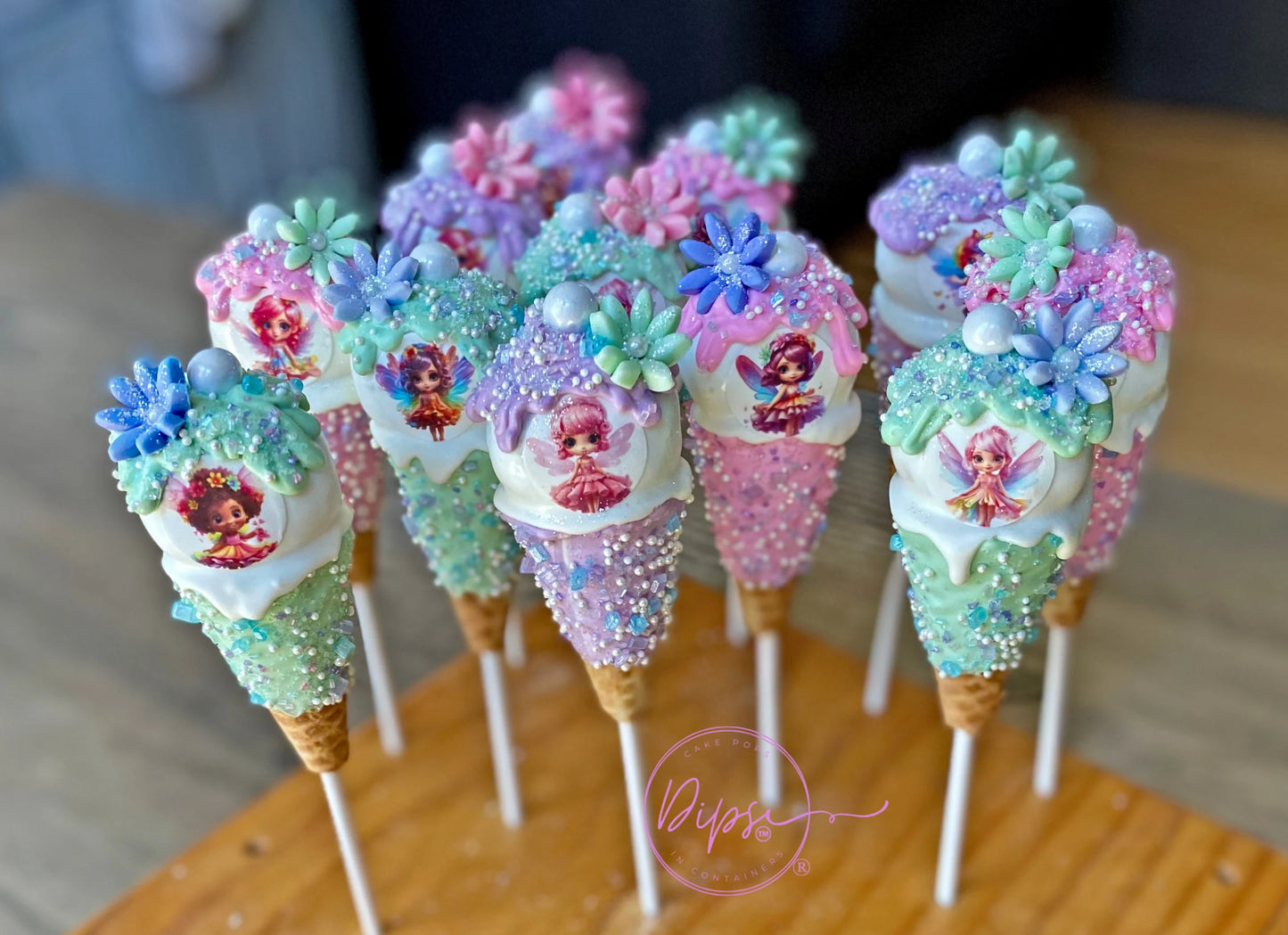 Fairy themed Ice Cream Cone Cake Pops