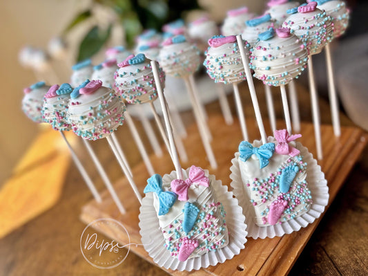Gender Reveal Cake Pops and Rice Krispy Package, Baby Shower Cake Pops