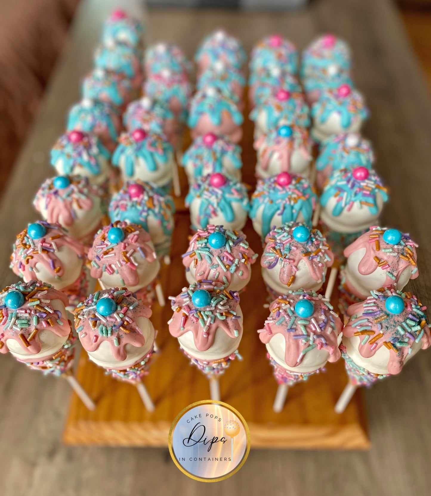 Gender Reveal Ice Cream Cone Cake Pops 3 dozen party package, cake pops, baby shower cake pops